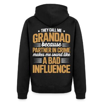 Sie nennen mich Opa Schlechter Einfluss - Unisex Premium Bio Zip Hoodie - Schwarz - Hinten - Nico (187cm)