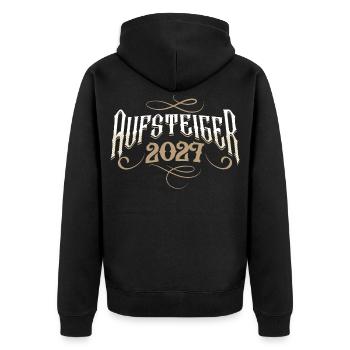 Aufsteiger 2027 - Unisex Premium Bio Zip Hoodie - Schwarz - Hinten - Nico (187cm)
