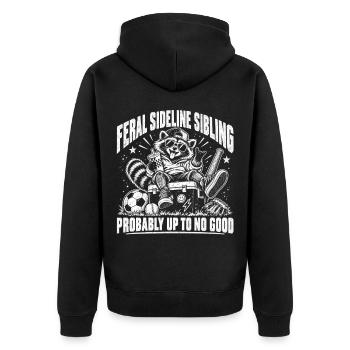 Feral Sideline Sibling  - Unisex Premium Bio Zip Hoodie - Schwarz - Hinten - Nico (187cm)