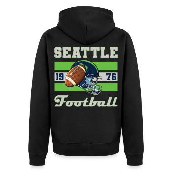 Seattle Football Shirt - Unisex Premium Bio Zip Hoodie - Schwarz - Hinten - Nico (187cm)