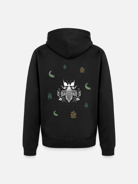 Blattinsekt & Wacholder - Botanische Kunst - Unisex Premium Bio Zip Hoodie - Schwarz