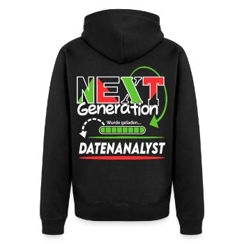 Datenanalyst Next Generation Beruf Arbeit Mann Job - Unisex Premium Bio Zip Hoodie - Schwarz - Hinten - Nico (187cm)