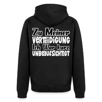 Lustiger Chaoten Spruch Geschenk herbst outfit - Unisex Premium Bio Zip Hoodie - Schwarz - Hinten - Nico (187cm)