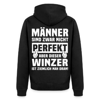 Winzer - Unisex Premium Bio Zip Hoodie - Schwarz - Hinten - Nico (187cm)