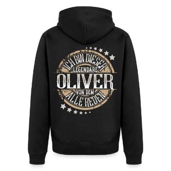 Oliver - Unisex Premium Bio Zip Hoodie - Schwarz - Hinten - Nico (187cm)