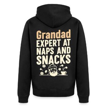 Opa, Experte für Nickerchen und Snacks, Nickerchen-Idee - Unisex Premium Bio Zip Hoodie - Schwarz - Hinten - Nico (187cm)