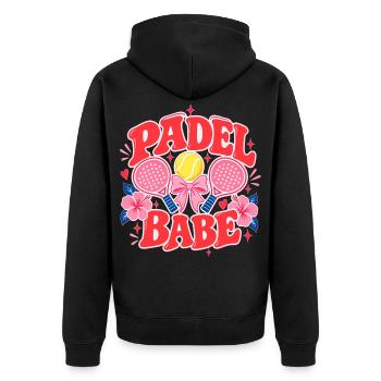 Padel Babe | Padel Mom - Unisex Premium Bio Zip Hoodie - Schwarz - Hinten - Nico (187cm)