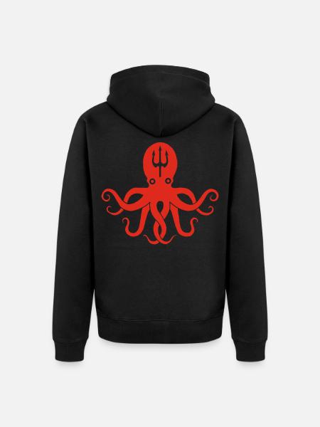Roter Oktopus - Unisex Premium Bio Zip Hoodie - Schwarz