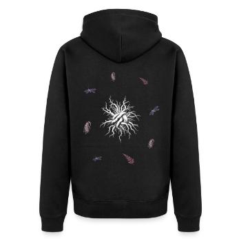 Wurzeln & Libelle & Welker Farn & Farn - Botanik - Unisex Premium Bio Zip Hoodie - Schwarz - Hinten - Nico (187cm)