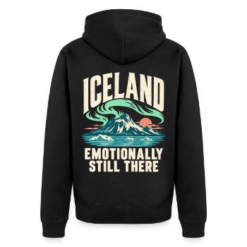Island Nordlichter Reise Souvenir - Unisex Premium Bio Zip Hoodie - Schwarz - Hinten - Nico (187cm)
