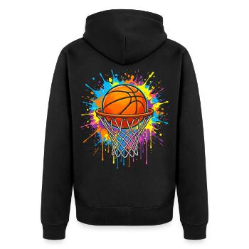 Basketball Ball Basketball Color Splash Basketball - Unisex Premium Bio Zip Hoodie - Schwarz - Hinten - Nico (187cm)