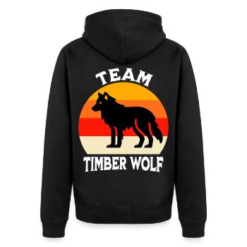 Team Grauwolf - Unisex Premium Bio Zip Hoodie - Schwarz - Hinten - Nico (187cm)