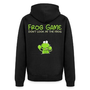 Frog Game Lustiger Frosch | Frosch Geschenk - Unisex Premium Bio Zip Hoodie - Schwarz - Hinten - Nico (187cm)