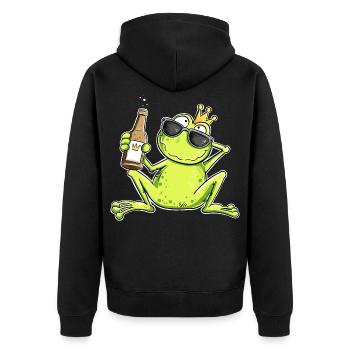 Lustiger Frosch Junggeselle | Single Geschenk - Unisex Premium Bio Zip Hoodie - Schwarz - Hinten - Nico (187cm)