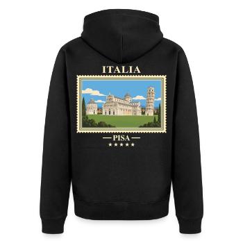 Italien Pisa Vintage Reisemarke - Unisex Premium Bio Zip Hoodie - Schwarz - Hinten - Nico (187cm)