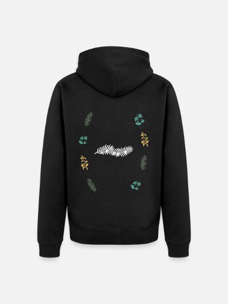 Eibe & Blumenranke & Holunderbeeren - Botanik - Unisex Premium Bio Zip Hoodie - Schwarz