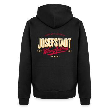 Wien Josefstadt (8. Bezirk) - Unisex Premium Bio Zip Hoodie - Schwarz - Hinten - Nico (187cm)