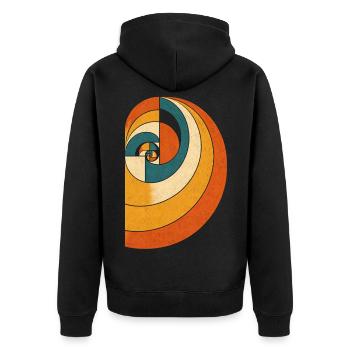 Fibonacci Spirale – Retro Mathematik Geometrie - Unisex Premium Bio Zip Hoodie - Schwarz - Hinten - Nico (187cm)