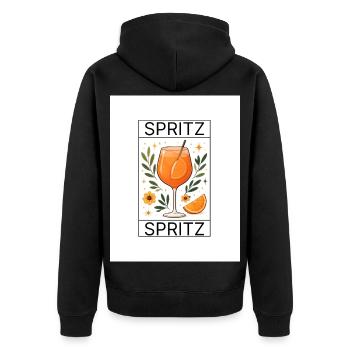 Spritz Glas Botanik Design - Unisex Premium Bio Zip Hoodie - Schwarz - Hinten - Nico (187cm)