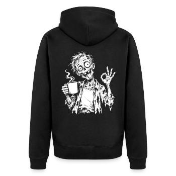 Kaffeezombie Sketch - Unisex Premium Bio Zip Hoodie - Schwarz - Hinten - Nico (187cm)