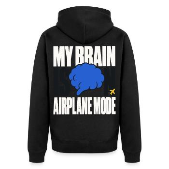 My Brain Is on Airplane Mode – Gehirn Humor - Unisex Premium Bio Zip Hoodie - Schwarz - Hinten - Nico (187cm)
