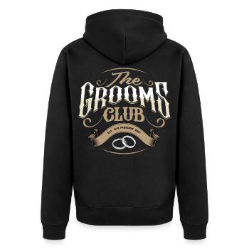 Bräutigam Club - Unisex Premium Bio Zip Hoodie - Schwarz - Hinten - Nico (187cm)
