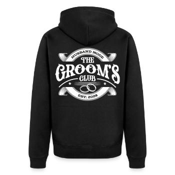 Bräutigam Club 2028 - Unisex Premium Bio Zip Hoodie - Schwarz - Hinten - Nico (187cm)