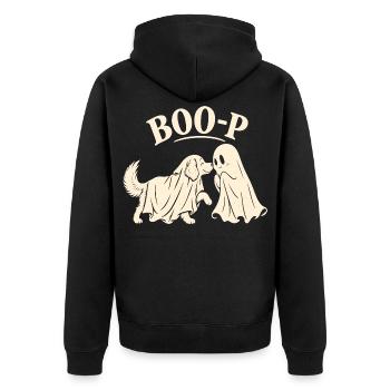 Boo-P Dog Ghost Halloween Retro Dog Lover Gift - Unisex Premium Bio Zip Hoodie - Schwarz - Hinten - Nico (187cm)