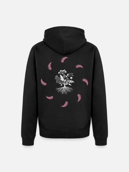 Blumenwurzel & Farn - Dark Botanical - Unisex Premium Bio Zip Hoodie - Schwarz