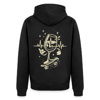 Wein Rotwein Weißwein Weinkenner - Unisex Premium Bio Zip Hoodie - Schwarz - Hinten - Nico (187cm)
