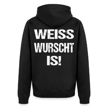 Weiss Wurscht Is Bayerischer Spruch Dialekt - Unisex Premium Bio Zip Hoodie - Schwarz - Hinten - Nico (187cm)