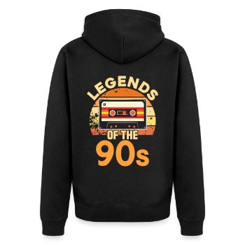 Legend of the 90s Anniversary Retro Kassette - Unisex Premium Bio Zip Hoodie - Schwarz - Hinten - Nico (187cm)
