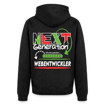 Webentwickler  Next Generation Beruf Arbeit Mann  - Unisex Premium Bio Zip Hoodie - Schwarz - Hinten - Nico (187cm)