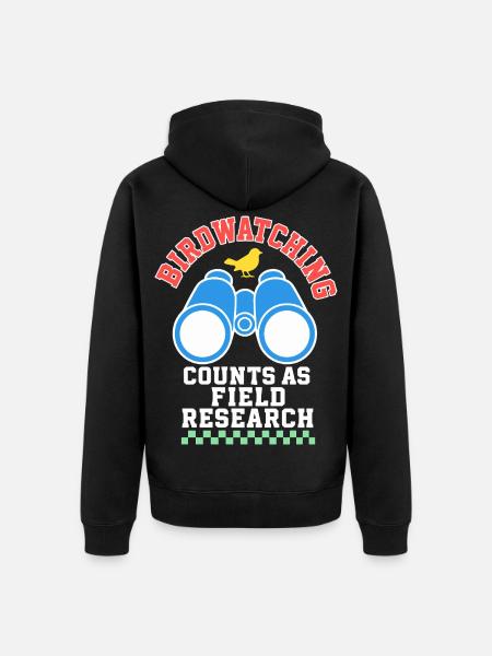 Vogelbeobachtung als Feldforschung - Unisex Premium Bio Zip Hoodie - Schwarz