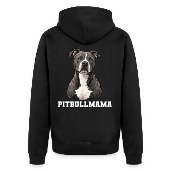 Pitbull Mama Porträt - Unisex Premium Bio Zip Hoodie - Schwarz - Hinten - Nico (187cm)