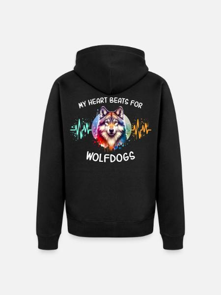 Wolfhund Herzlinie - Unisex Premium Bio Zip Hoodie - Schwarz