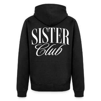 Schwestern Club - Unisex Premium Bio Zip Hoodie - Schwarz - Hinten - Nico (187cm)