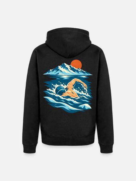 Eisbaden Bergsee - Unisex Premium Bio Zip Hoodie - Schwarz