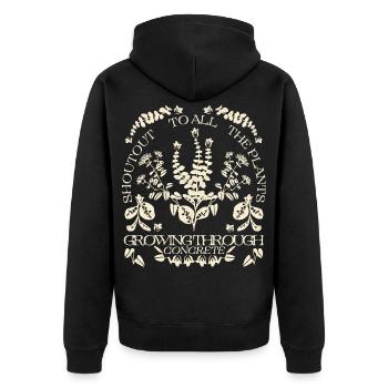 EIN GRÜSSEN AN ALLE PFLANZEN - Unisex Premium Bio Zip Hoodie - Schwarz - Hinten - Nico (187cm)
