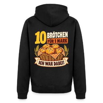 10 Brötchen für 1 Mark – Nostalgie Spruch - Unisex Premium Bio Zip Hoodie - Schwarz - Hinten - Nico (187cm)