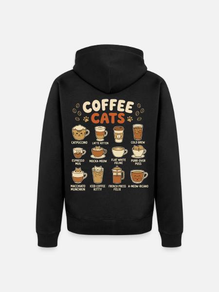 KaffeeKatzen Kollektion - Unisex Premium Bio Zip Hoodie - Schwarz
