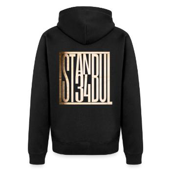 Istanbul 34 - Unisex Premium Bio Zip Hoodie - Schwarz - Hinten - Nico (187cm)