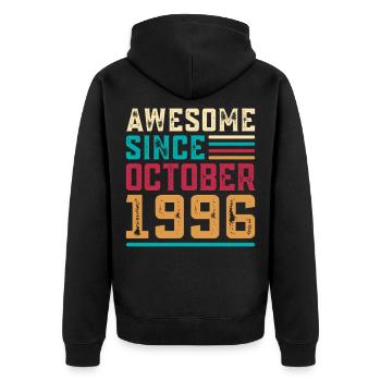 Großartig seit Oktober 1996, 30-jährigem Jubiläum - Unisex Premium Bio Zip Hoodie - Schwarz - Hinten - Nico (187cm)