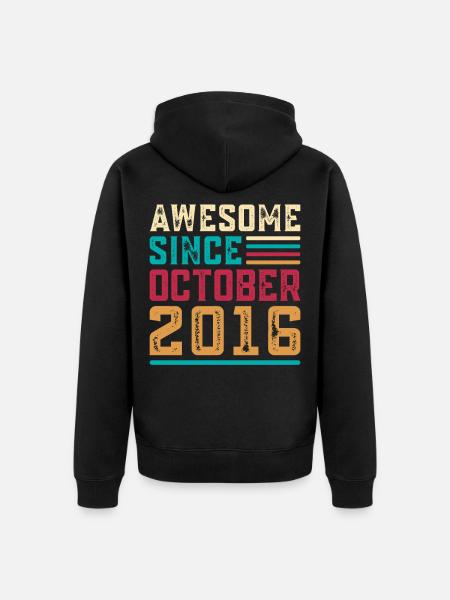 Großartig seit Oktober 2016, 10-jährigem Jubiläum - Unisex Premium Bio Zip Hoodie - Schwarz