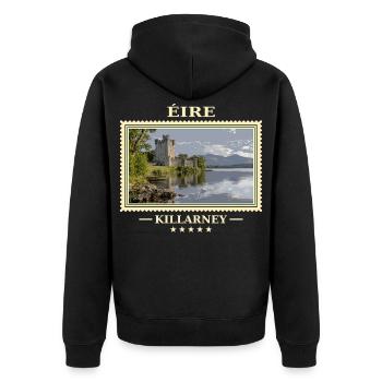 Irland Killarney Vintage Reisemarke - Unisex Premium Bio Zip Hoodie - Schwarz - Hinten - Nico (187cm)