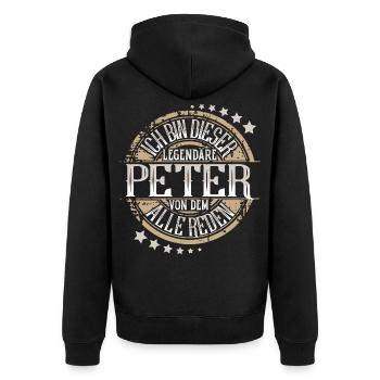 Peter - Unisex Premium Bio Zip Hoodie - Schwarz - Hinten - Nico (187cm)