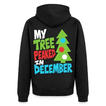 Weihnachtsbaum hatte im Dezember Hochsaison - Unisex Premium Bio Zip Hoodie - Schwarz - Hinten - Nico (187cm)