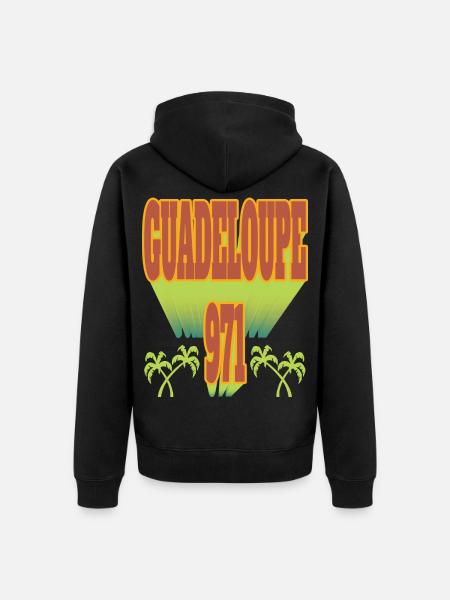 Guadeloupe 971 Kokospalme - Unisex Premium Bio Zip Hoodie - Schwarz