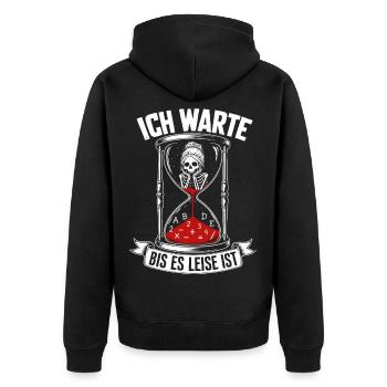 Ich warte bis es leise ist Lehrer - Unisex Premium Bio Zip Hoodie - Schwarz - Hinten - Nico (187cm)