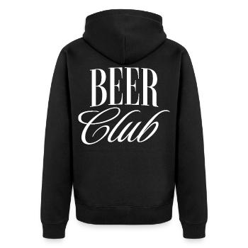 Bier Club - Unisex Premium Bio Zip Hoodie - Schwarz - Hinten - Nico (187cm)